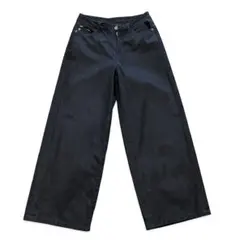 Arnold Palmerブラックデニムワイドパンツ M 黒 カジュアルきれいめのサムネイル