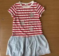 古着　キッズ　半袖　GU 赤色　女の子　ワンピース　110cm