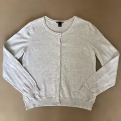 H&M 長袖 クルーネック カーディガン グレー 綿100% グレー L