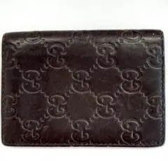 【良好】GUCCI グッチシマ カードケース GGレザー 茶のサムネイル