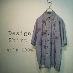 90s vintage　総柄シャツ　モードスタイル　オーバーサイズ　半袖 シルク