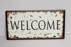 K314 WELCOME ブリキ看板 開店 アメリカ雑貨 サイン バー お店