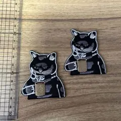 ②猫 コーヒー ワッペン2枚セット
