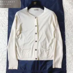 5美品　マーガレットハウエル　メリノウール　クルーネック　カーディガン　畦編み