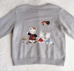 familiar グレー カーディガン　120 ファミリア　刺繍
