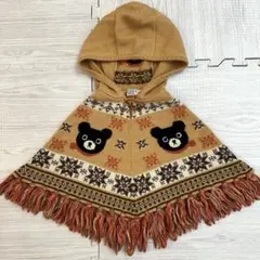 【未使用級美品】ダブルビー ミキハウス ポンチョ　ニットフリンジ ノルディック柄のサムネイル