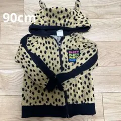 90cm パーカー　ヒョウ柄　くま耳帽子