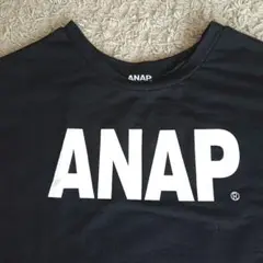 ANAP ブラック ロゴ Tシャツ カットソー 五分袖 フリーサイズ