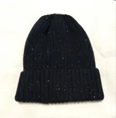黒いリブ編みニット帽 カラフルネップ入りcolony2139