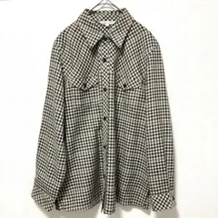 elegance レトロシャツ チェック M-L レトロ柄 フランネル ポケットのサムネイル