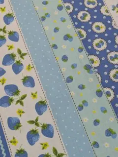 いちご　イチゴ　ブルー　ハッピーメッセージ　生地　1m