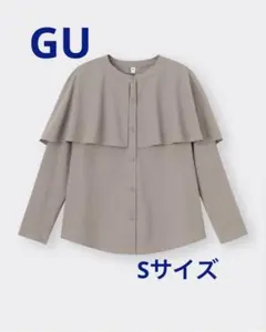 【美品】 gu ケープカラーブラウス S ブラウンのサムネイル