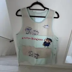 【即日発送】クレヨンしんちゃん エプロン 水色ストライプ