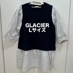GLACIER ドッキングチュニック ストライプ シャツ リブ 紺×白 Lサイズ