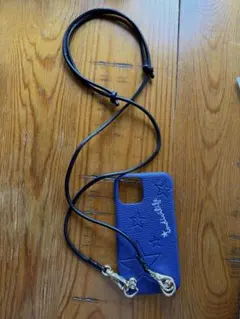 iPhone12 12pro用　ネイビー スマホケース 星エンボス