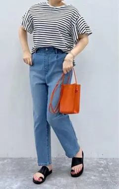 グローバルワーク　スマイルシードストア　ストレッチタックテーパードデニム　M