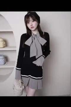 darich シャツドッキングオフショルプリーツミニワンピース グレー FL
