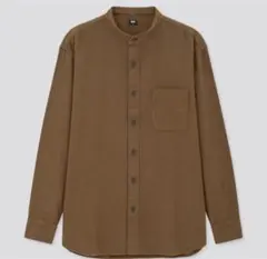 UNIQLO フランネルスタンドカラーシャツ　【S】  ダークブラウン　美品