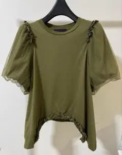 Simone Rocha チュール パフスリーブ Tシャツ カーキのサムネイル
