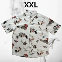 極希少XXL RFAUSNTIY 百鬼夜行 妖怪柄 総柄 アロハシャツ 白のサムネイル