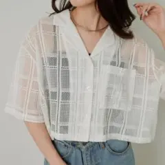 CIAOPANIC TYPY クロップド丈開襟レースシャツ