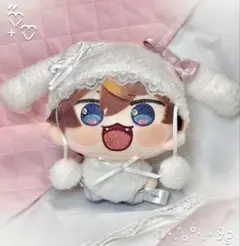 ちみけもますこっと スタイ&ヘッドドレス 2点セット #30 水色チェック