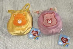 ケアベア モコモコ巾着 ピンク イエロー