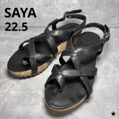 美品✨SAYA サンダル　ウェッジソール　ストラップ　コルク　厚底　トング　本革のサムネイル