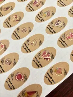 サンキューシール　クラフト楕円　36枚　ジュエリー