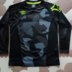 UMBRO アンブロ 長袖カットソー 蛍光イエロー×黒