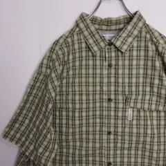 D*9様 コロンビア 半袖シャツ チェック柄 グリーン メンズXXL