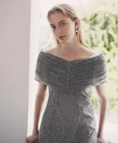 2wayレース花柄オフショルダースパンコールマーメイドフレアロングワンピース