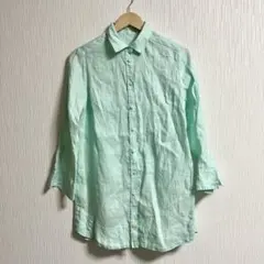 ドゥクラッセ　リネン100% チュニック　 ミントグリーン 長袖シャツ　11号