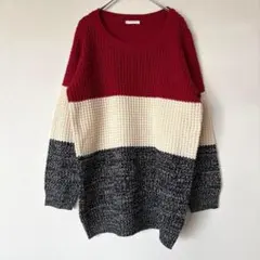 コルザ【L】配色切替ニットセーター バイカラー ハニーズ　レディース　美品