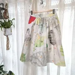 ohta 地図柄スカート 裏地付き 膝丈 S カラフル 個性的のサムネイル