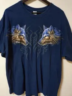 古着アニマルプリント ネイビー Tシャツ