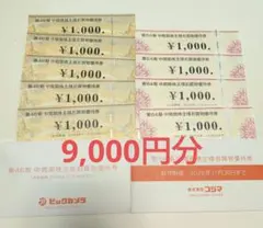 ビックカメラ コジマ 株主 優待券 9,000円分
