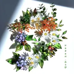 陽だまりカラー紫陽花リース ワイヤークラフト ディップアート
