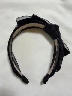 黒いシフォンリボンヘアバンド