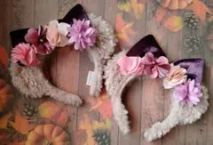 【ペア】ディズニー　シェリーメイ　ベロアリボン　フラワー　カチューシャ