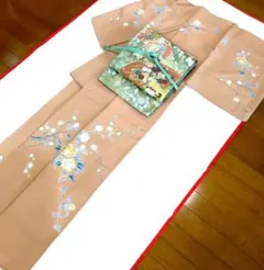 正絹訪問着セット 友禅手描き 作家物 身丈153 cm 袋帯唐織り