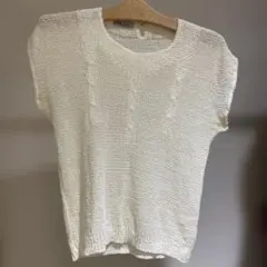 ♡JOLNO 半袖ニット ホワイト Lサイズ♡