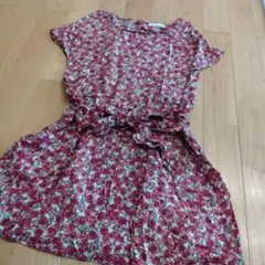Feroux 花柄 半袖ワンピース ウエストリボン付き