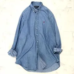 90s ラルフローレン BLAIRE BD デニムシャツ ポニー刺繍ロゴ M