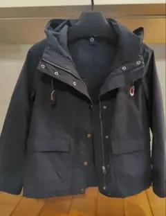 無印　ネイビー フード付き マウンテンパーカー