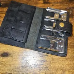 ブラックレザーコインケース・カードホルダー付き