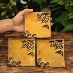 新品 店舗販売品】やちむん 魚柄 角皿 3枚セット 和食器 陶器 | Mercari