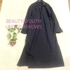 ユナイテッドアローズ シャツワンピース ネイビー スキッパーデザイン 深いV