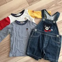 DOUBLE.B デニムオーバーオール 長袖カットソー二枚