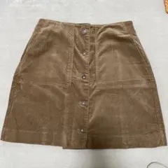 期間限定販売 GU ブラウン コーデュロイ フロントボタン ミニスカート 美品